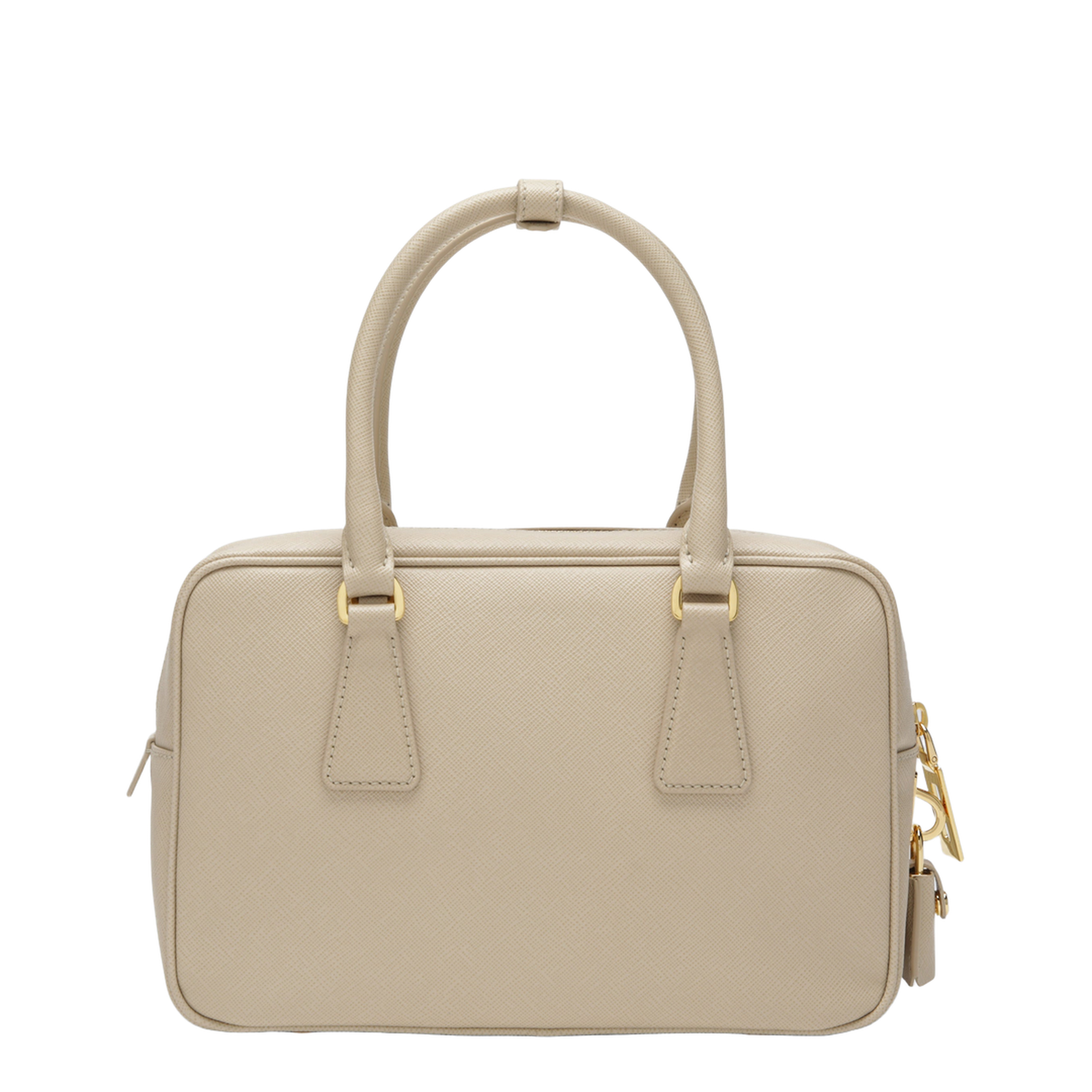 Bauletto Saffiano Leather Top-Handle Bag - Travertine Stone - Image 2