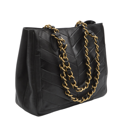Laseine Medium Nappa Leather Shopping Bag - Black - Image 2