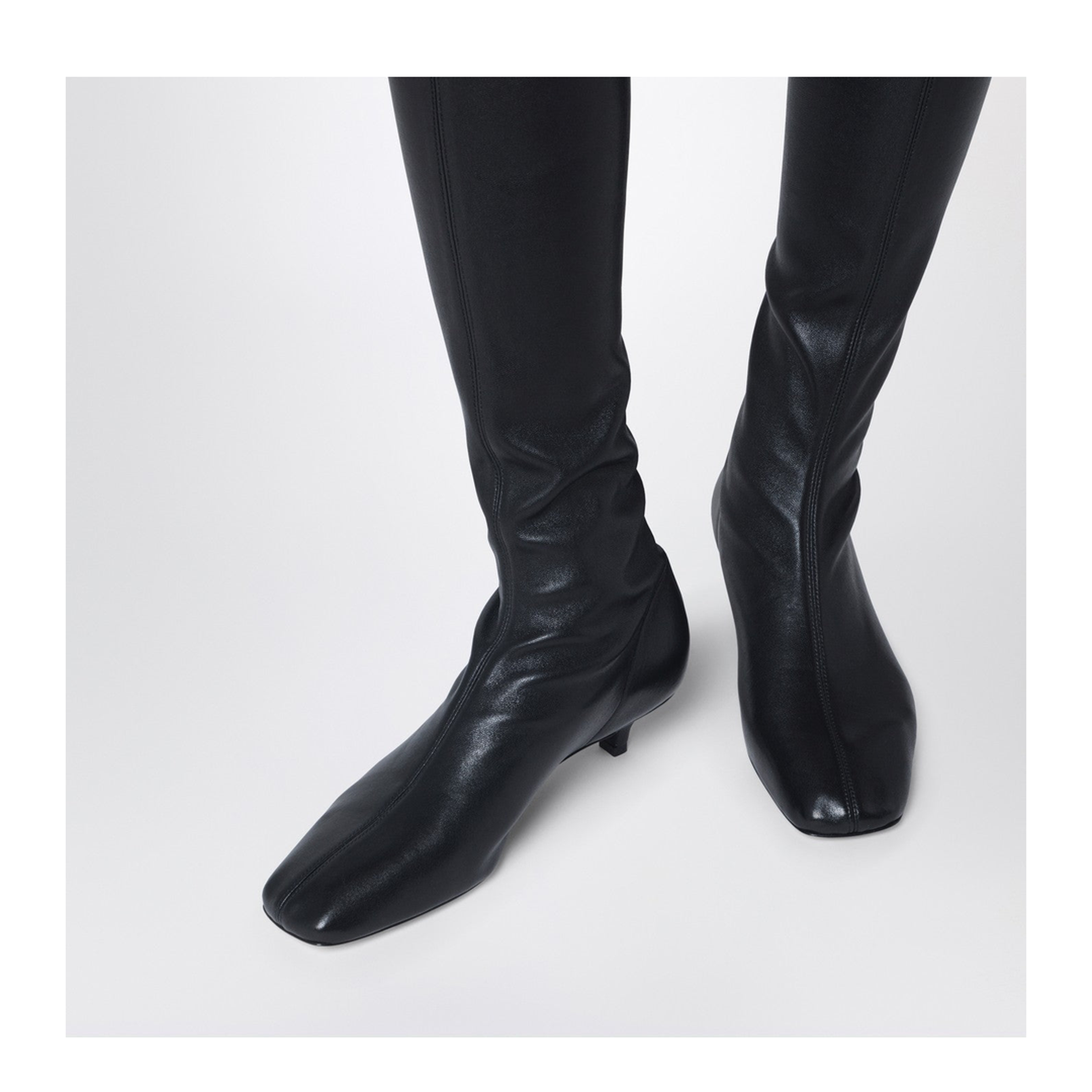 Knee-High Boots in Black Nappa Leather - Image 2