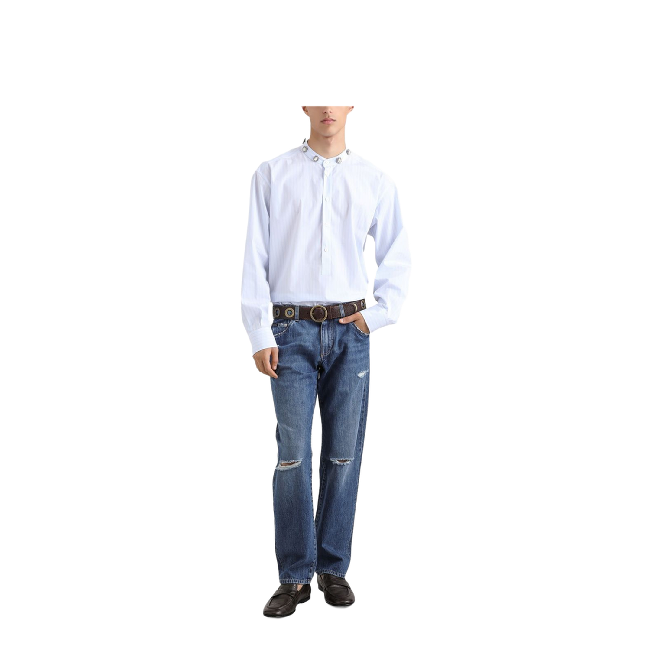 Classic Cotton Jeans with Tag with Abrasions - Image 4