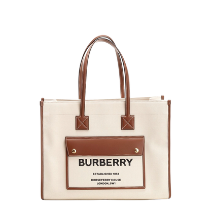 Freya Medium Two-Tone Canvas Tote Bag - Beige - Image 1