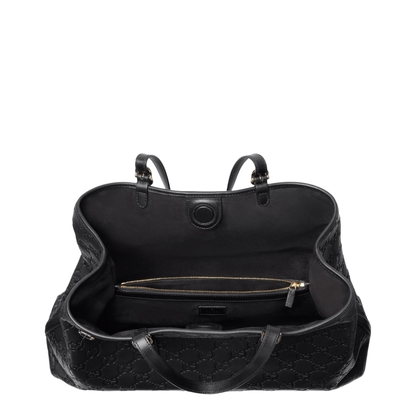 Emblem Large Leather Tote - Black - Image 5