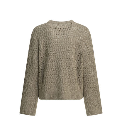 Linen Knitted Sweater Grey - Image 2