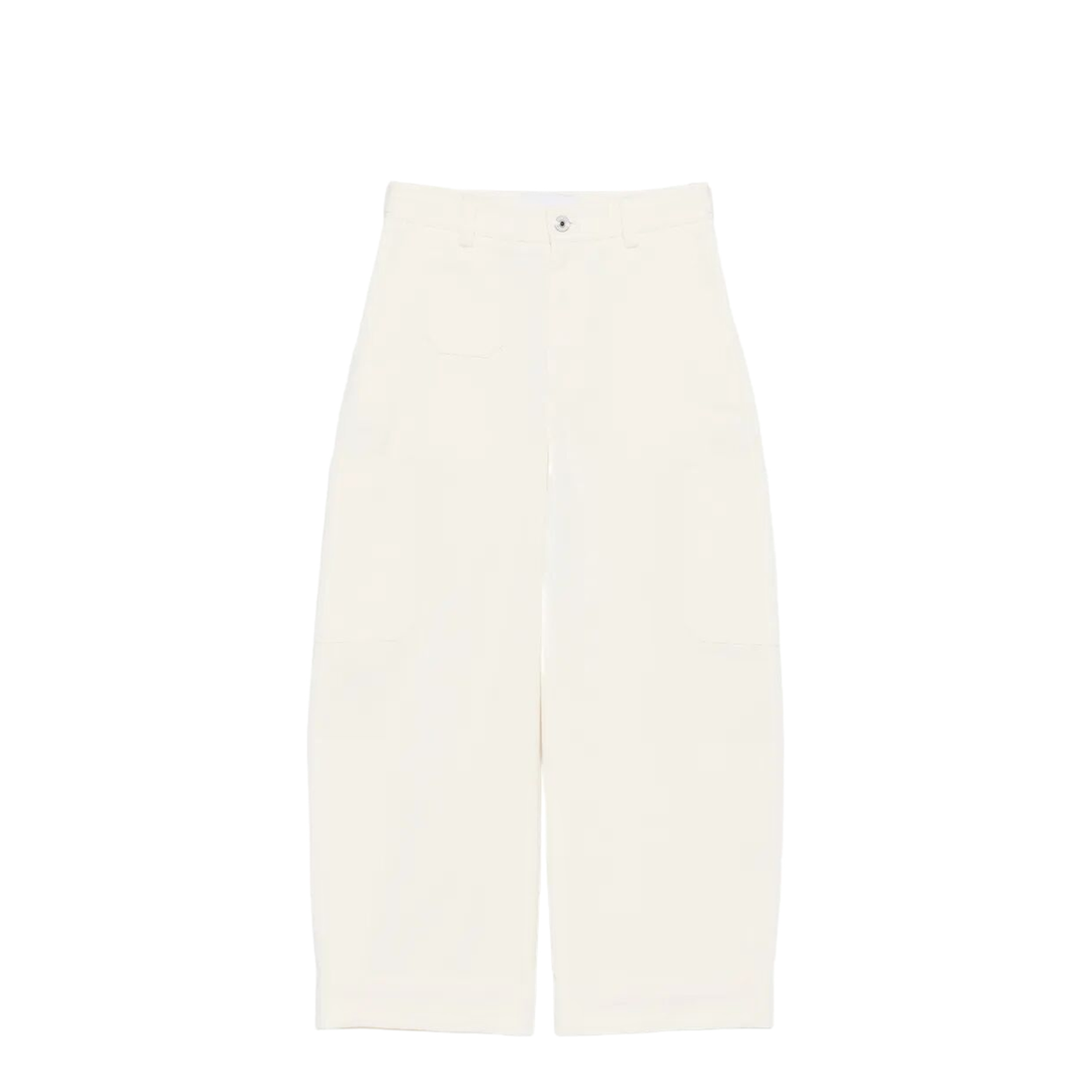 COTTON AND WOOL COCOON CROPPED CARGO PANTS - Image 1