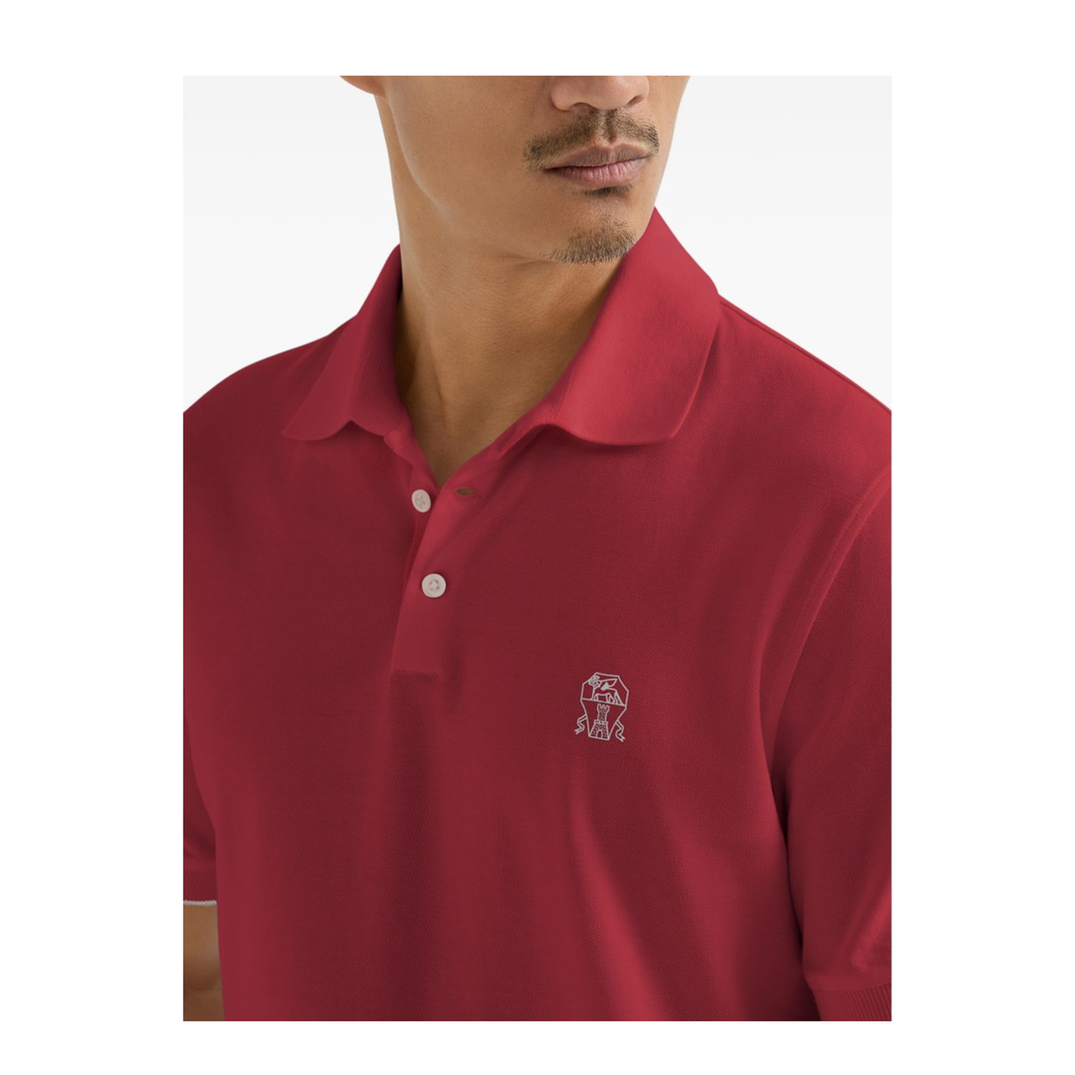 Logo Cotton Polo Shirt Burgundy - Image 3