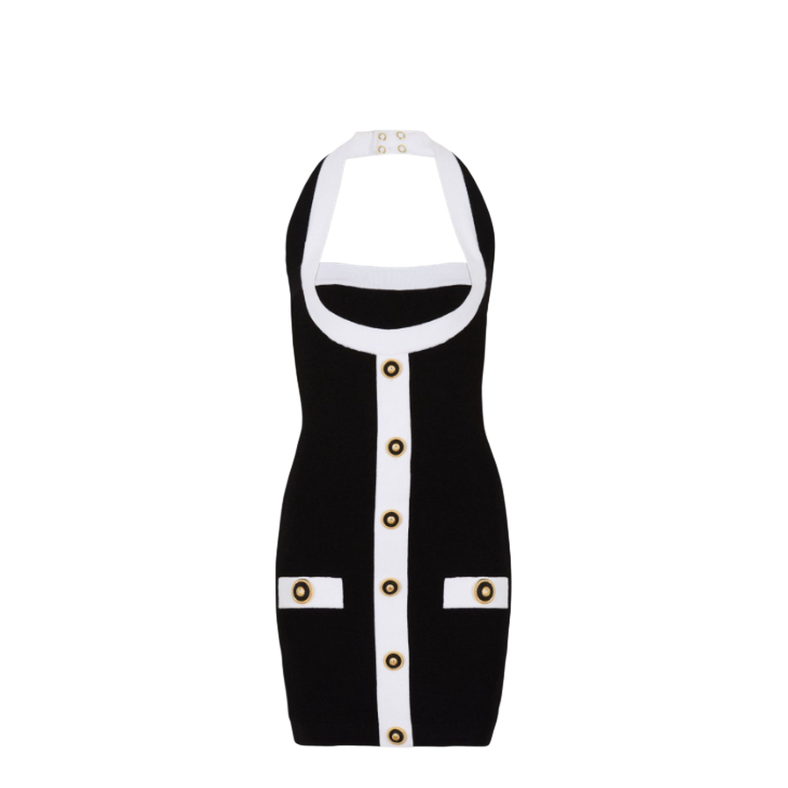 Two-Tone Halterneck Knit Dress - Image 3