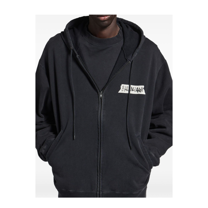 Oversized Masking Tape Zip-Up Sweatshirt - Image 2