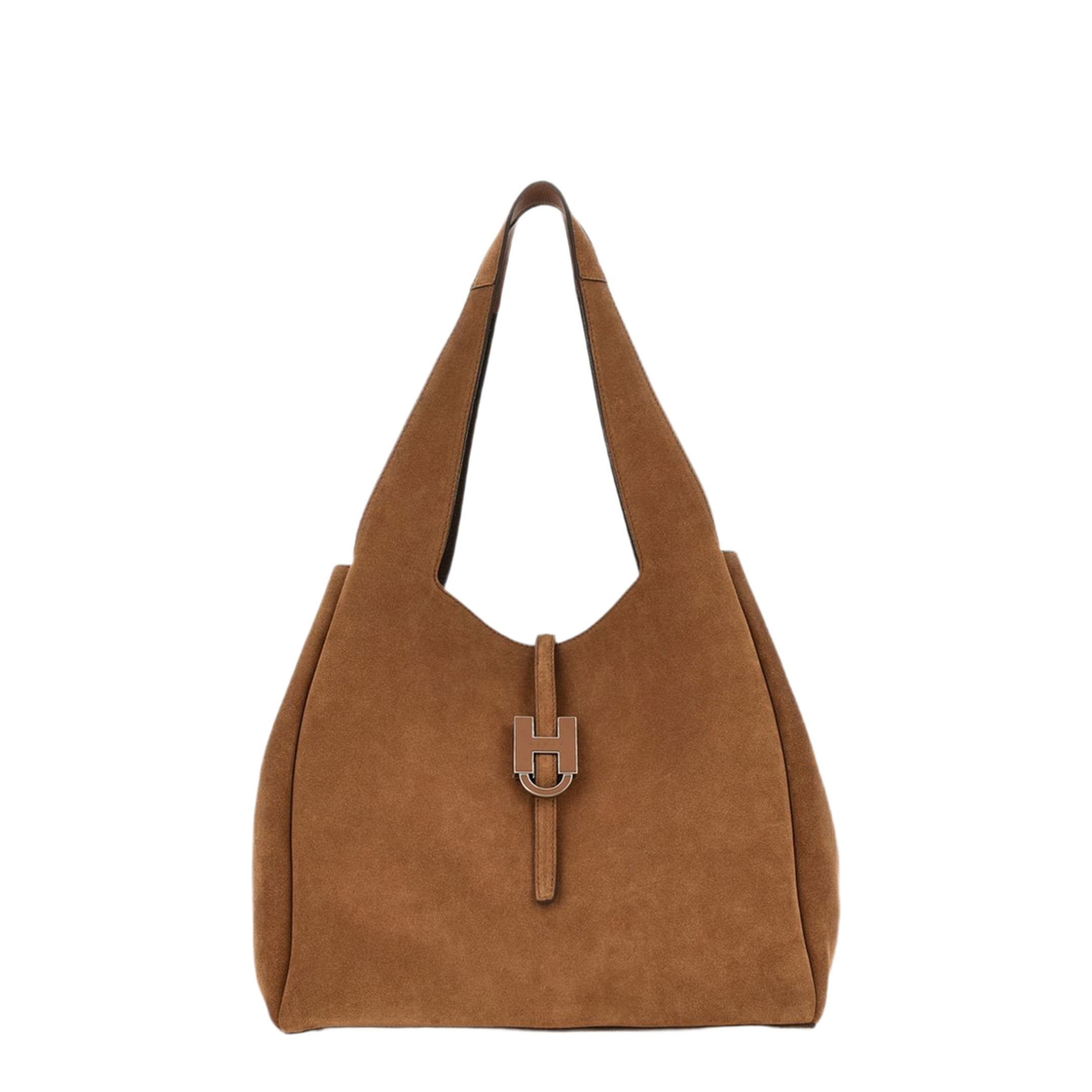 Calf Suede Shopping Bag - Luggage Brown - Image 6