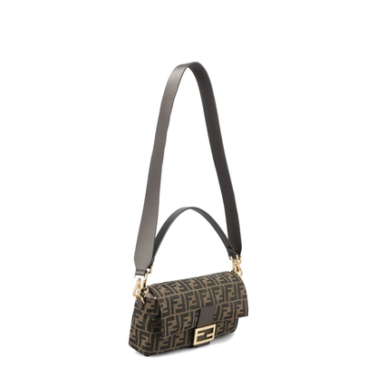 Baguette Medium FF Jacquard Shoulder Bag - Tobacco Brown - Image 3