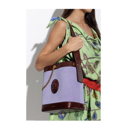 Pivot Small Suede Bucket Bag - Lilac - Image 2