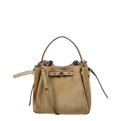 Pick Stitch Suede Bucket Bag - Butter - Image 3