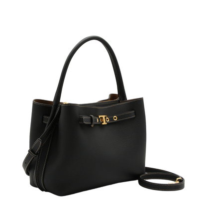 T Timeless Mini Calfskin Leather Top-Handle Bag - Black - Image 3