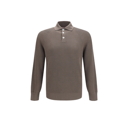 Long-sleeve Knit Polo Shirt - Image 1