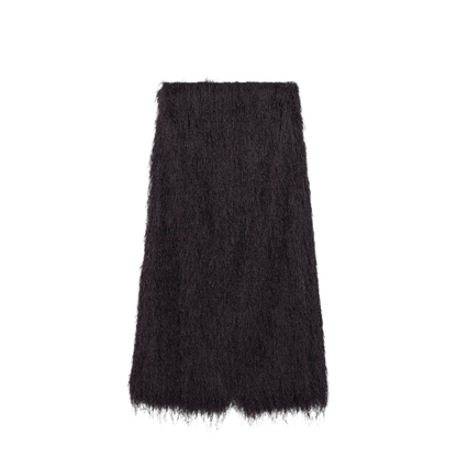 Dark Purple Midi Skirt With Fringes - Image 1
