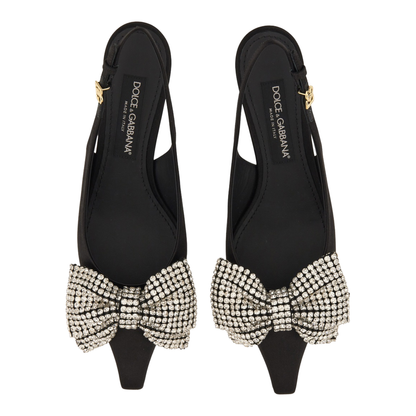 Satin Sling-Back with Rhinestone Embroidery - Image 3