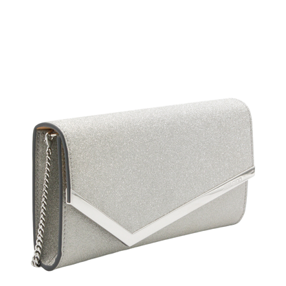 Emmie Small Fine Glitter Leather Clutch - Silver - Image 3