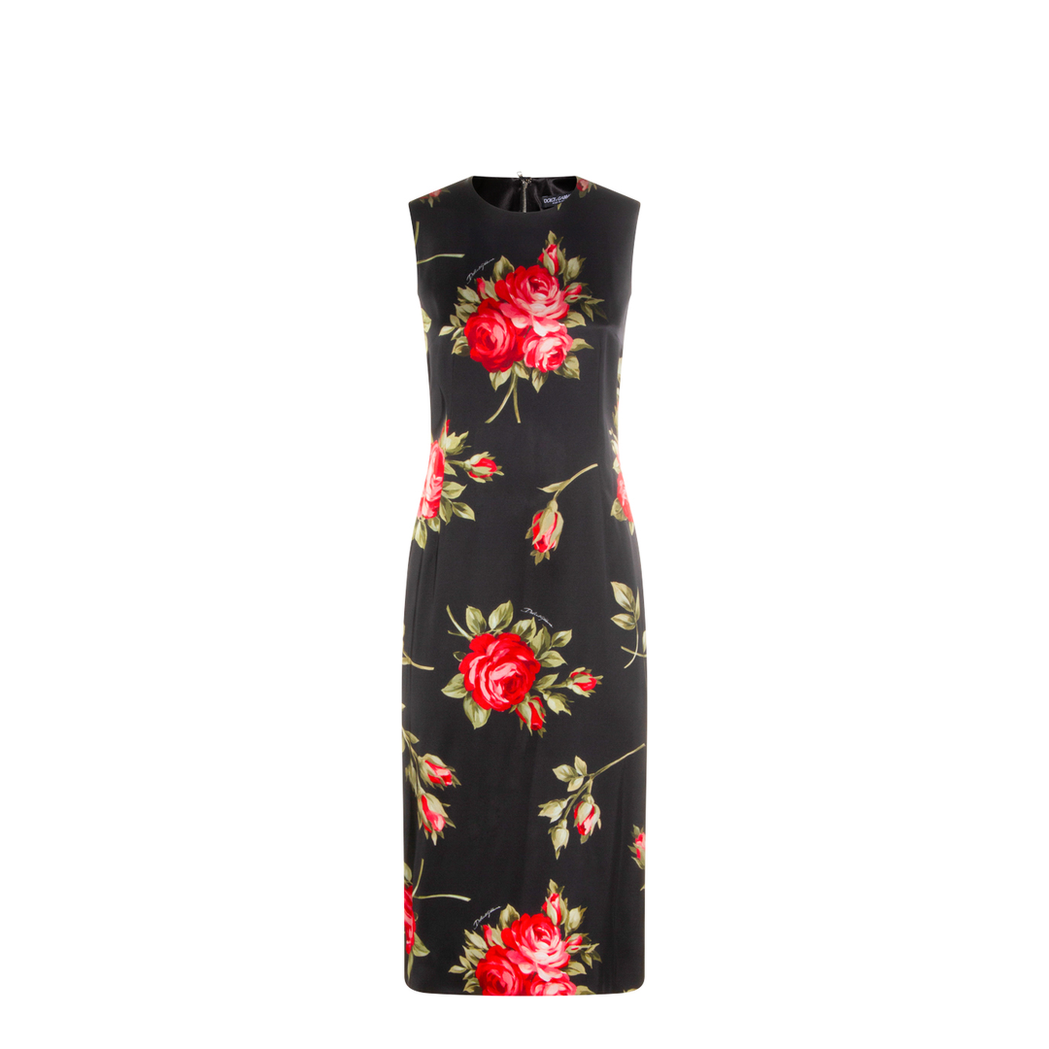 Bouquet Rose Print Satin Midi Dress - Image 1