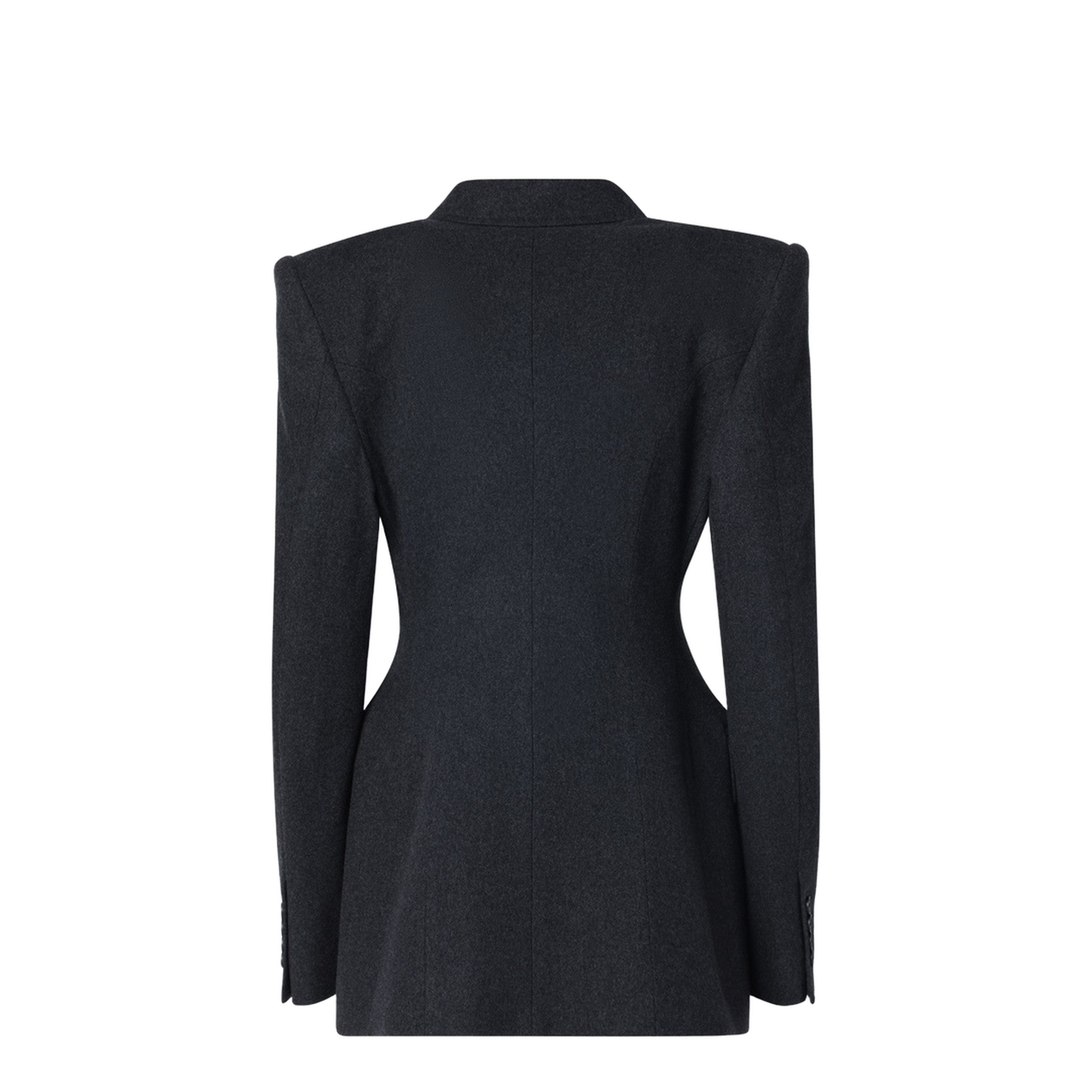 Grey Double-Breasted Cashmere Jacket - Image 2