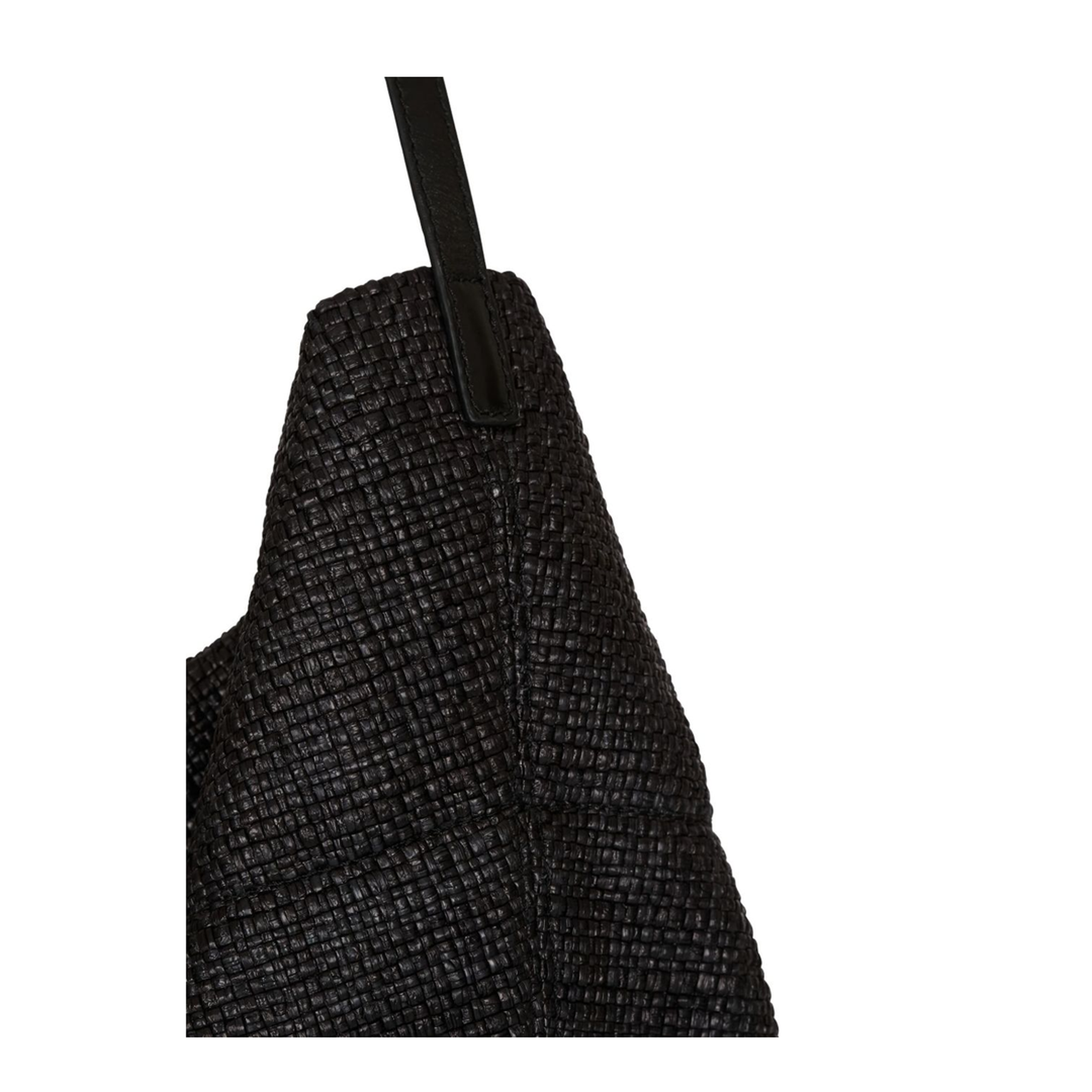 Track Medium Raffia Tote Bag - Black - Image 3