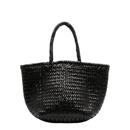 Grace Basket Small Buffalo Calf Leather Top-Handle Bag - Black - Image 1