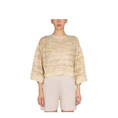 Women's Cropped Sweater Beige - Image 1