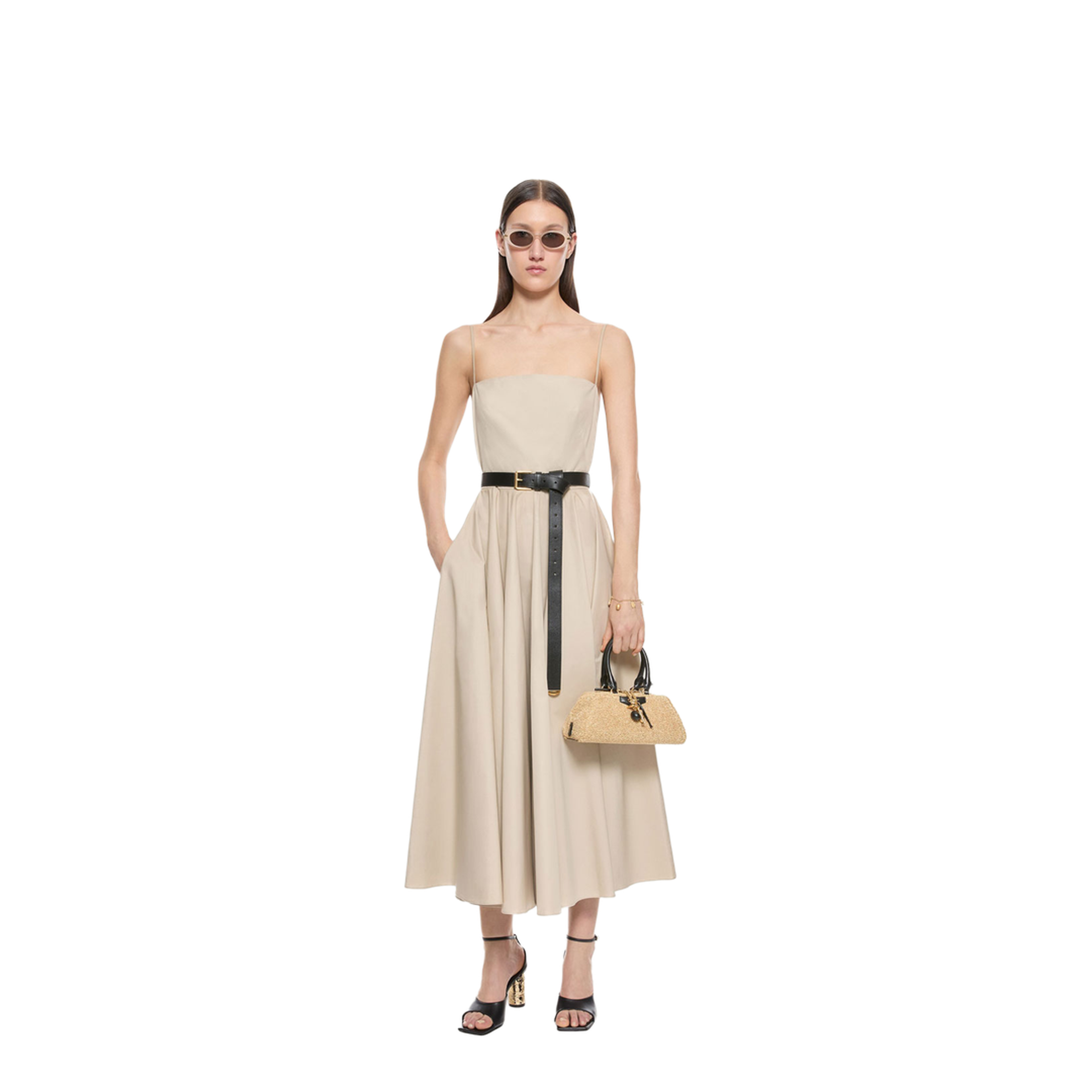 Sliced Long Dress in Poplin - Image 2