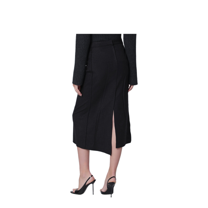 Pressed Midi Skirt in Dark Grey Wool and Mohair - Image 2
