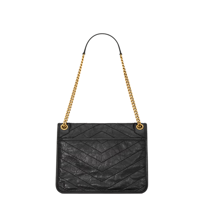 Niki Medium Calf Leather Shoulder Bag - Black - Image 9
