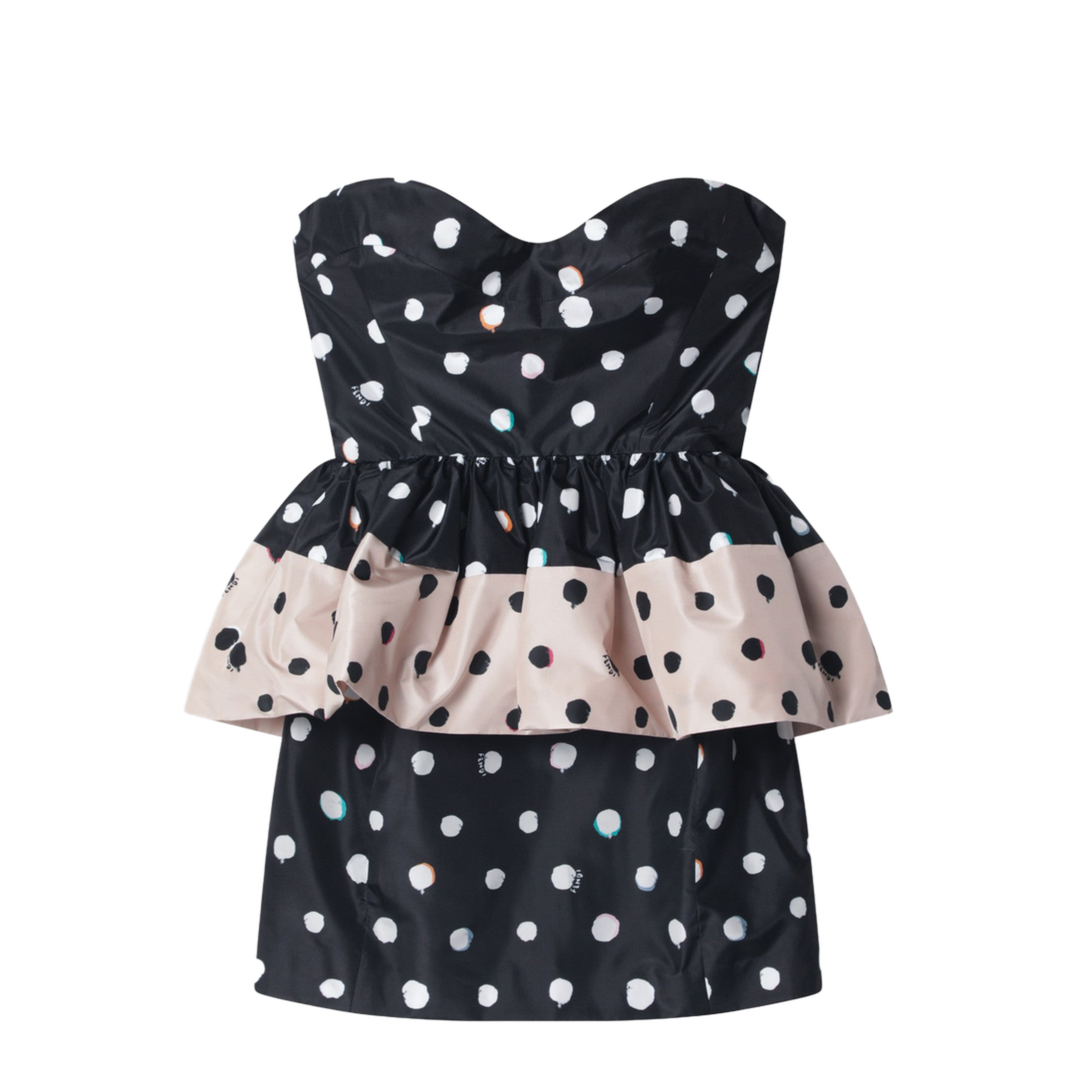 Black Printed Taffeta Dress - Image 1