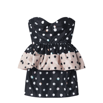 Black Printed Taffeta Dress - Image 1