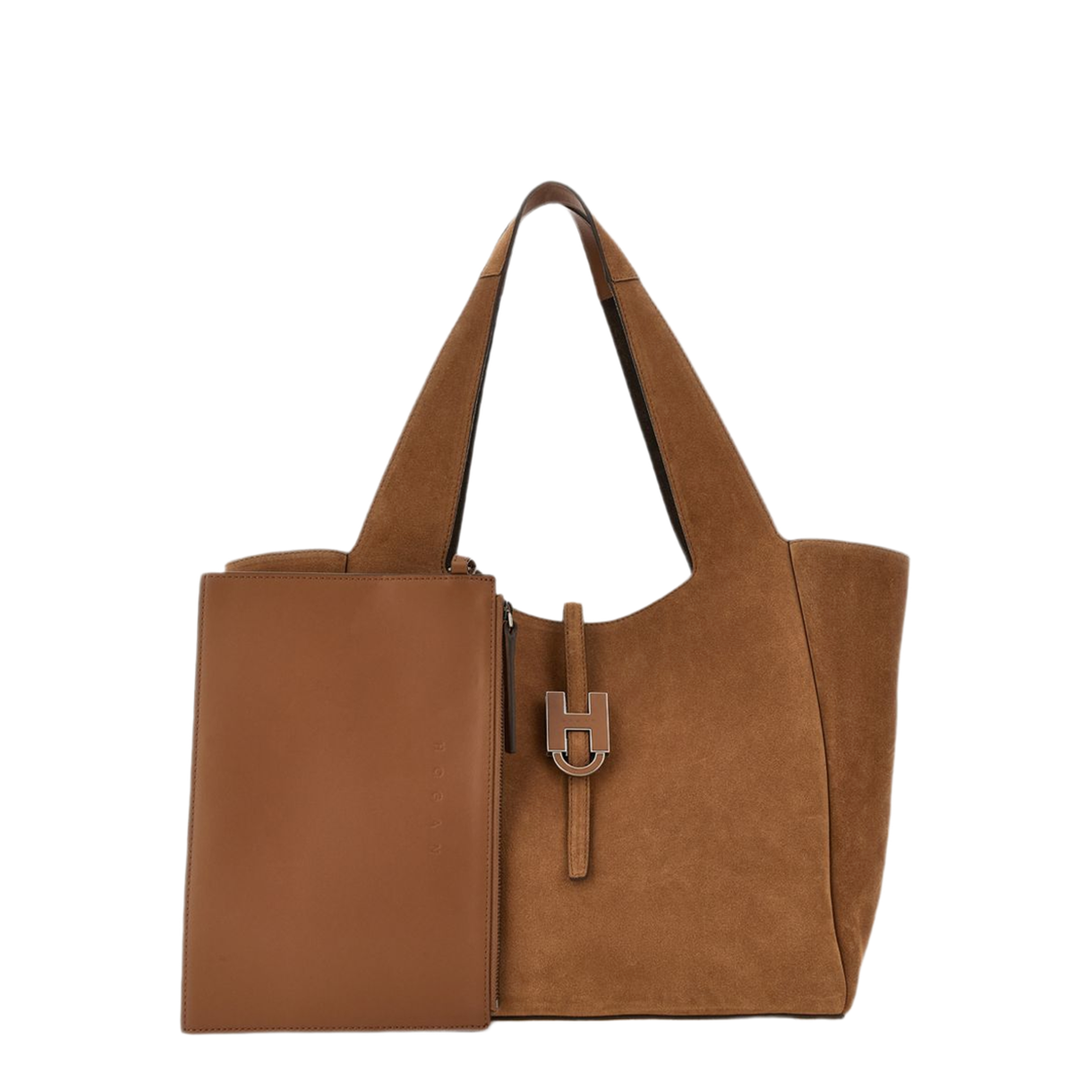 Calf Suede Shopping Bag - Luggage Brown - Image 7