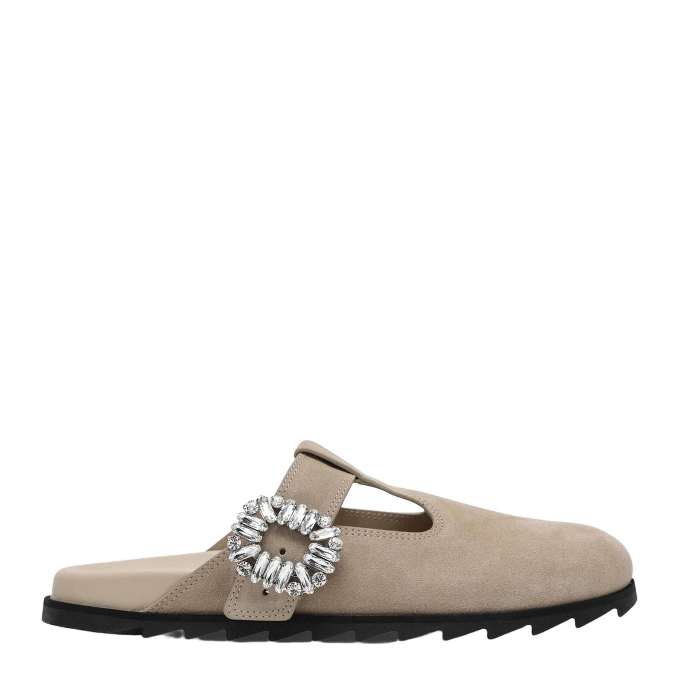Slidy Viv Mules in Suede Beige - Image 1