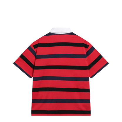 Short-Sleeved Polo Shirt With Red Blue Stripes - Image 2