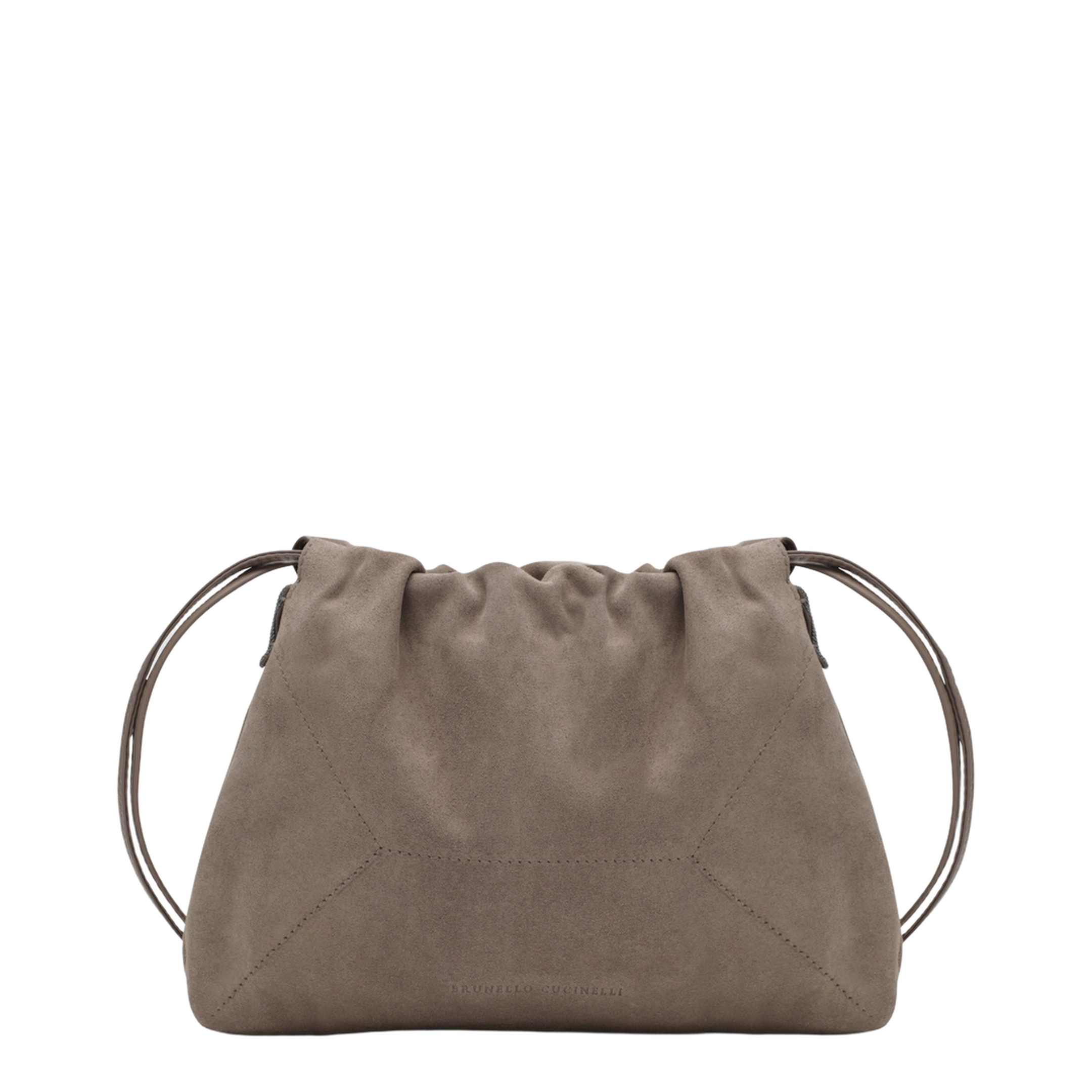 Duo Pouch Brown Suede Bag with Monile Detail - Image 1