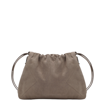 Duo Pouch Brown Suede Bag with Monile Detail - Image 1