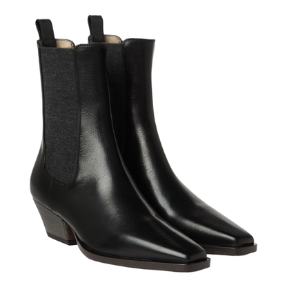 Cuban Heel Leather Boots - Black - Image 2
