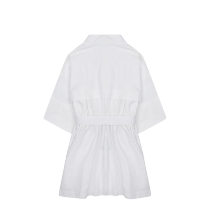 Mini Chemisier Dress in White Poplin - Image 3