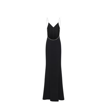 Crystal Chain Embroidery Satin Dress - Image 4