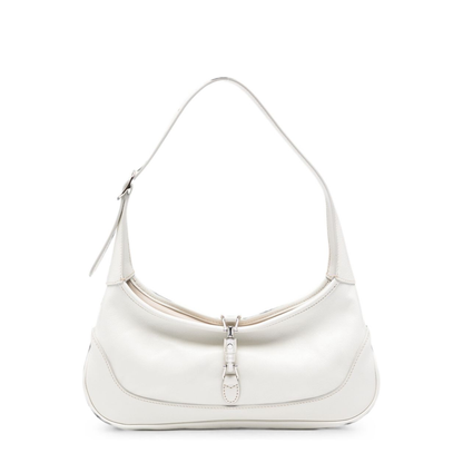 Jackie Slim Medium Soft Grain Leather Shoulder Bag - White - Image 1