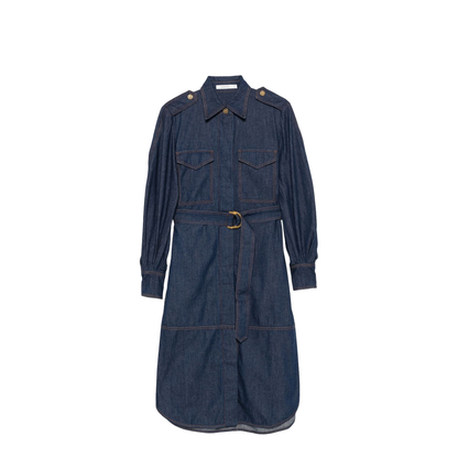 Hypnotic Tuck Midi Dress Navy Stripe - Image 1