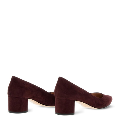 Suede Leather Pumps in Dark Red - Image 4