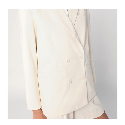 Double-Breasted Jacket In Ecru Cotton - Image 2