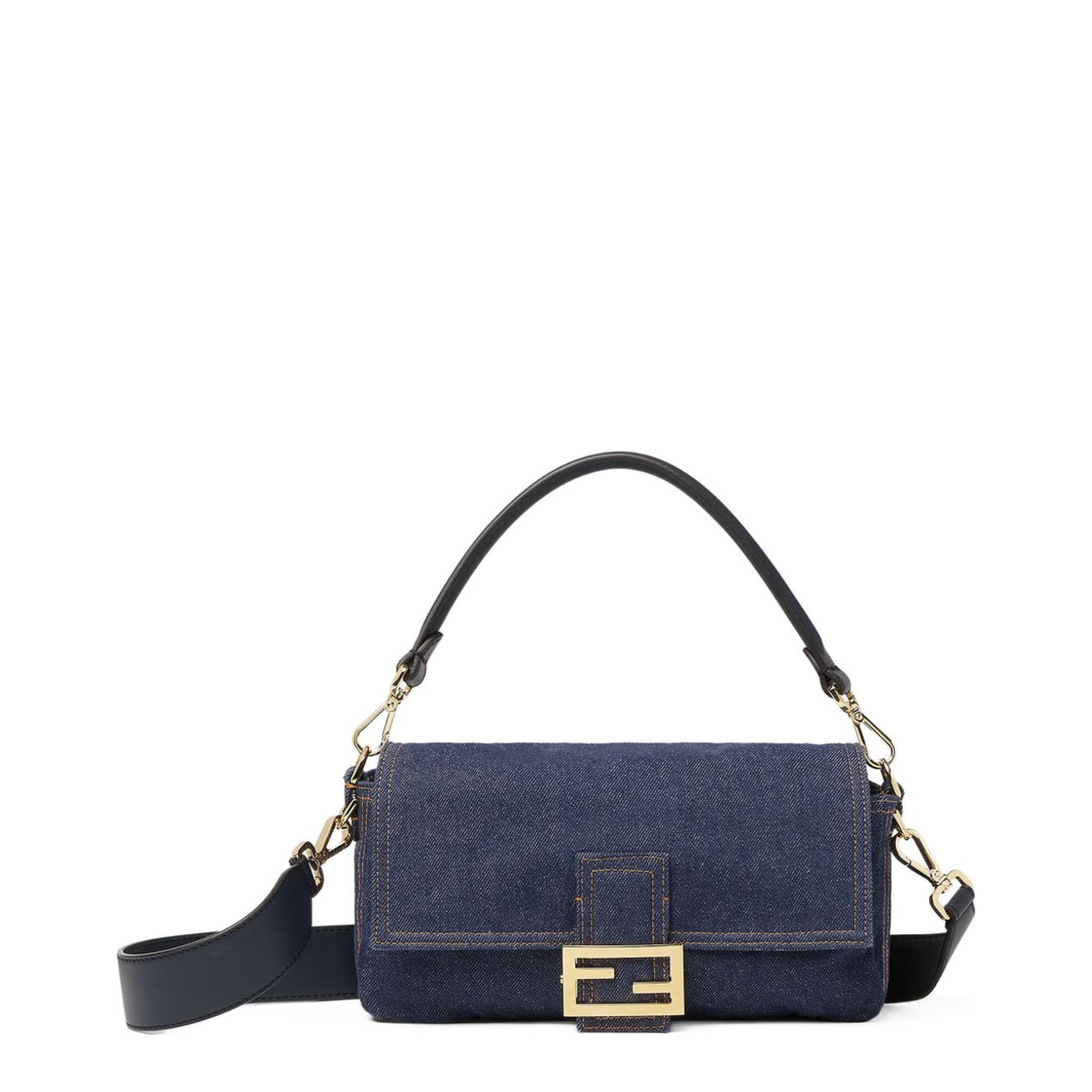 Baguette Medium Denim Shoulder Bag - Blue - Image 1