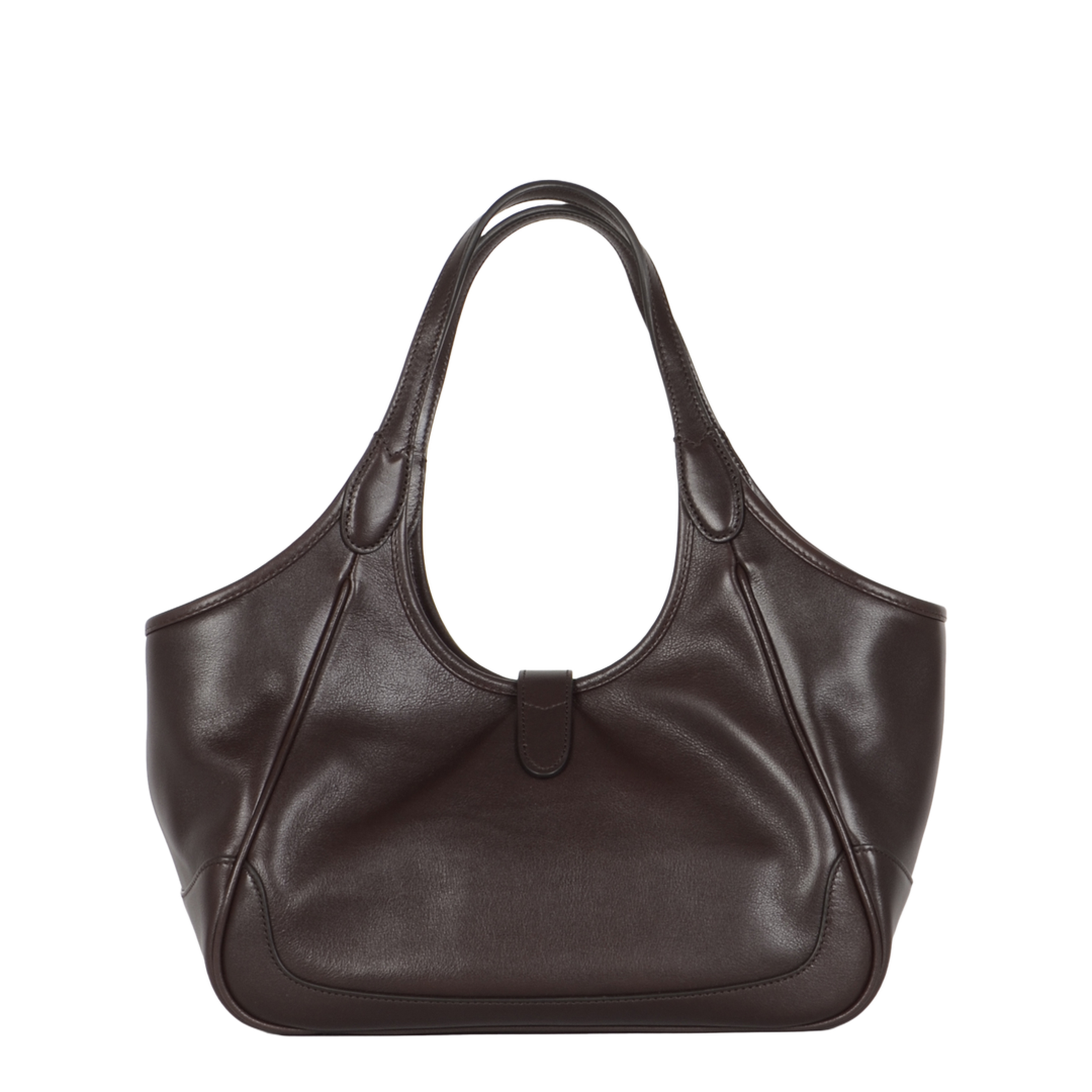 Mercato Small Calf Leather Tote Bag - Dark Brown - Image 4