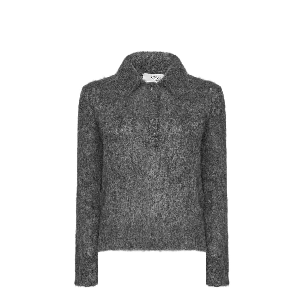 Smoky Grey Polo-Style Pullover - Image 1