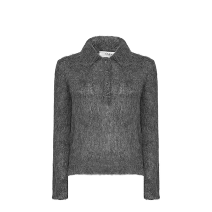 Smoky Grey Polo-Style Pullover - Image 1