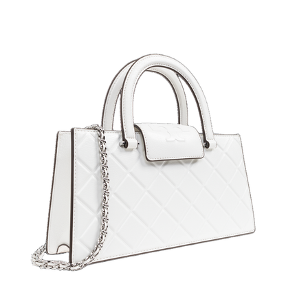 Logo-Embossed Handbag Leather White - Image 4