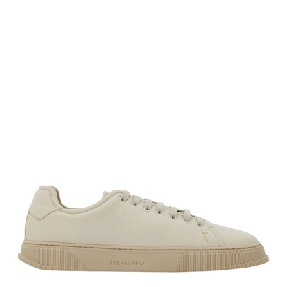 Mascarpone-colored leather sneakers - Image 1
