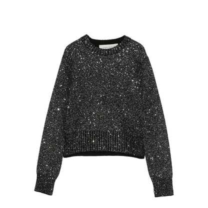 Black Wool Blend Cropped Sweater - Image 1