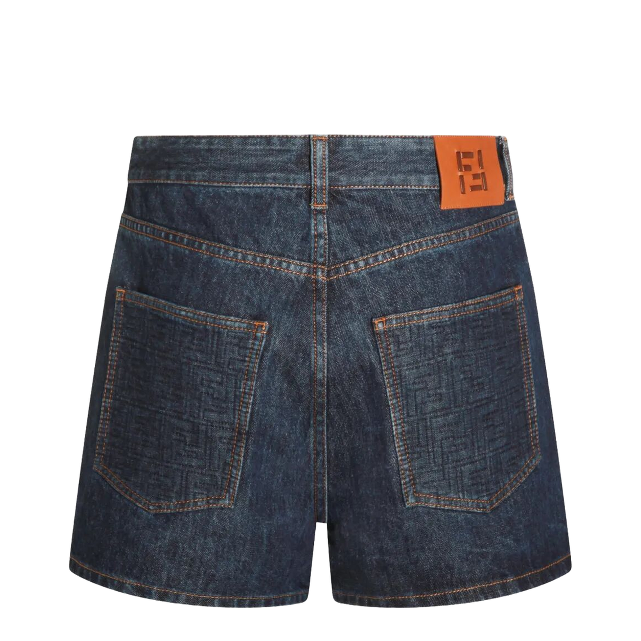Flared Denim Shorts with Quilted Motif - Image 2